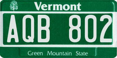 VT license plate AQB802