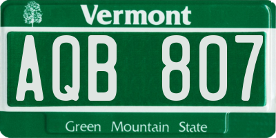 VT license plate AQB807