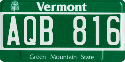 VT license plate AQB816
