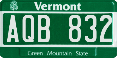 VT license plate AQB832
