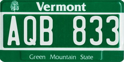 VT license plate AQB833
