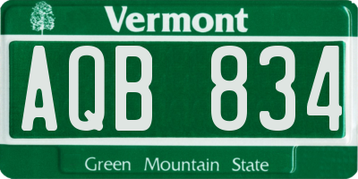 VT license plate AQB834
