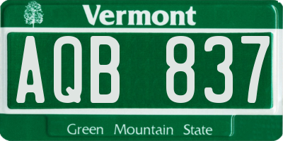 VT license plate AQB837