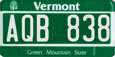 VT license plate AQB838