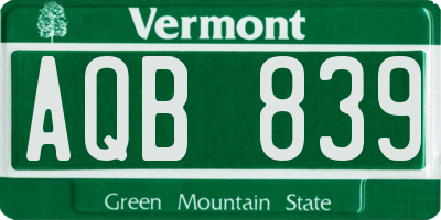 VT license plate AQB839