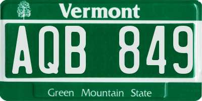 VT license plate AQB849