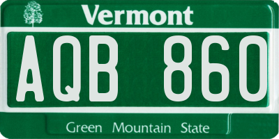 VT license plate AQB860