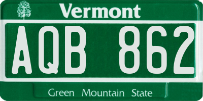 VT license plate AQB862