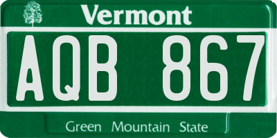 VT license plate AQB867