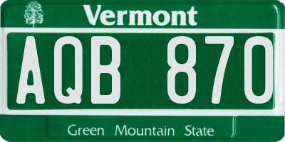 VT license plate AQB870