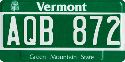 VT license plate AQB872