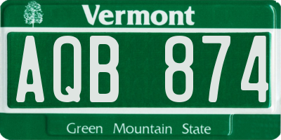 VT license plate AQB874