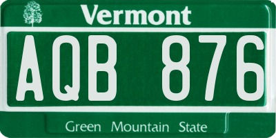 VT license plate AQB876