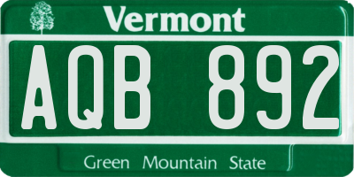 VT license plate AQB892