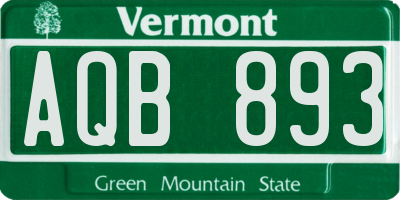 VT license plate AQB893