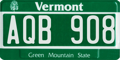 VT license plate AQB908