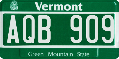 VT license plate AQB909