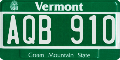 VT license plate AQB910