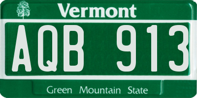 VT license plate AQB913