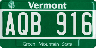 VT license plate AQB916