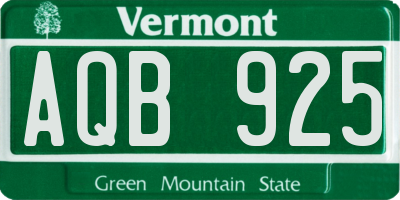 VT license plate AQB925