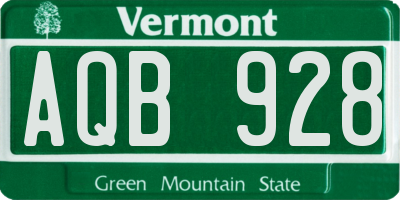 VT license plate AQB928