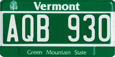 VT license plate AQB930