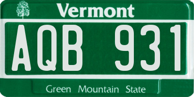 VT license plate AQB931