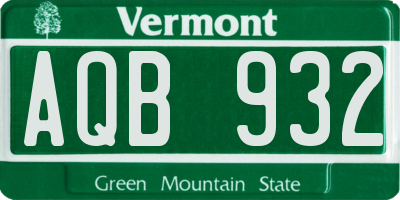 VT license plate AQB932