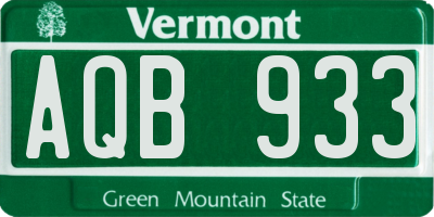 VT license plate AQB933