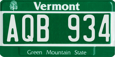 VT license plate AQB934