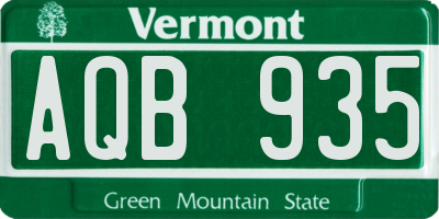 VT license plate AQB935