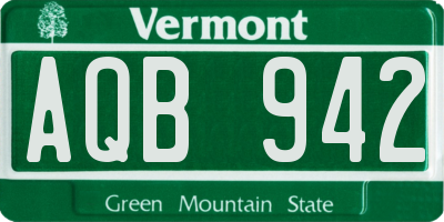 VT license plate AQB942