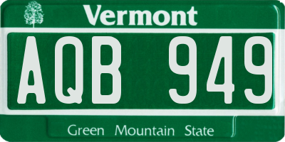 VT license plate AQB949