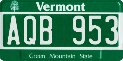 VT license plate AQB953