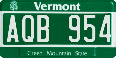 VT license plate AQB954