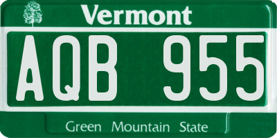 VT license plate AQB955