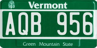 VT license plate AQB956