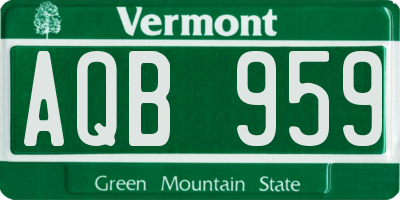 VT license plate AQB959