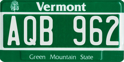 VT license plate AQB962