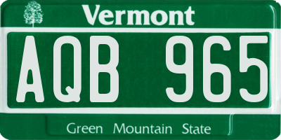 VT license plate AQB965