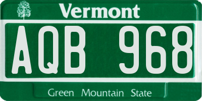 VT license plate AQB968