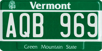 VT license plate AQB969