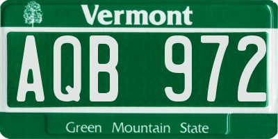 VT license plate AQB972