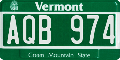 VT license plate AQB974