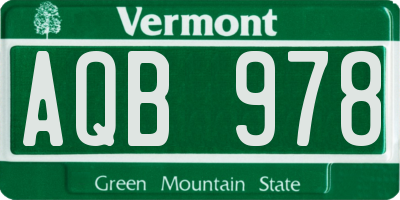 VT license plate AQB978