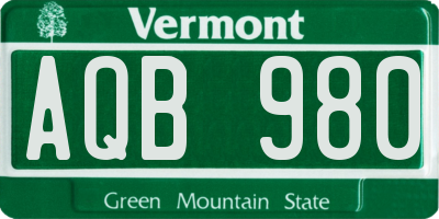 VT license plate AQB980