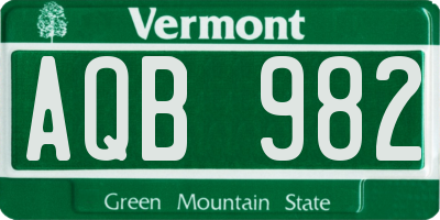 VT license plate AQB982