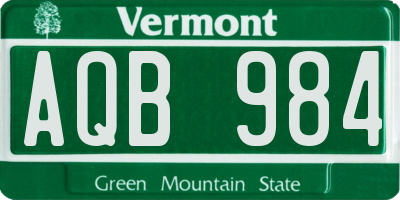 VT license plate AQB984