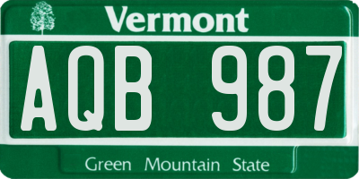 VT license plate AQB987